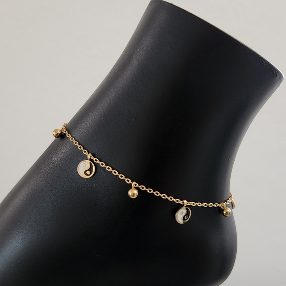 Jewelry - Gold Plated Yin Yang Anklet Adjustable Dainty Bracelet Minimalist Charm Jewelry